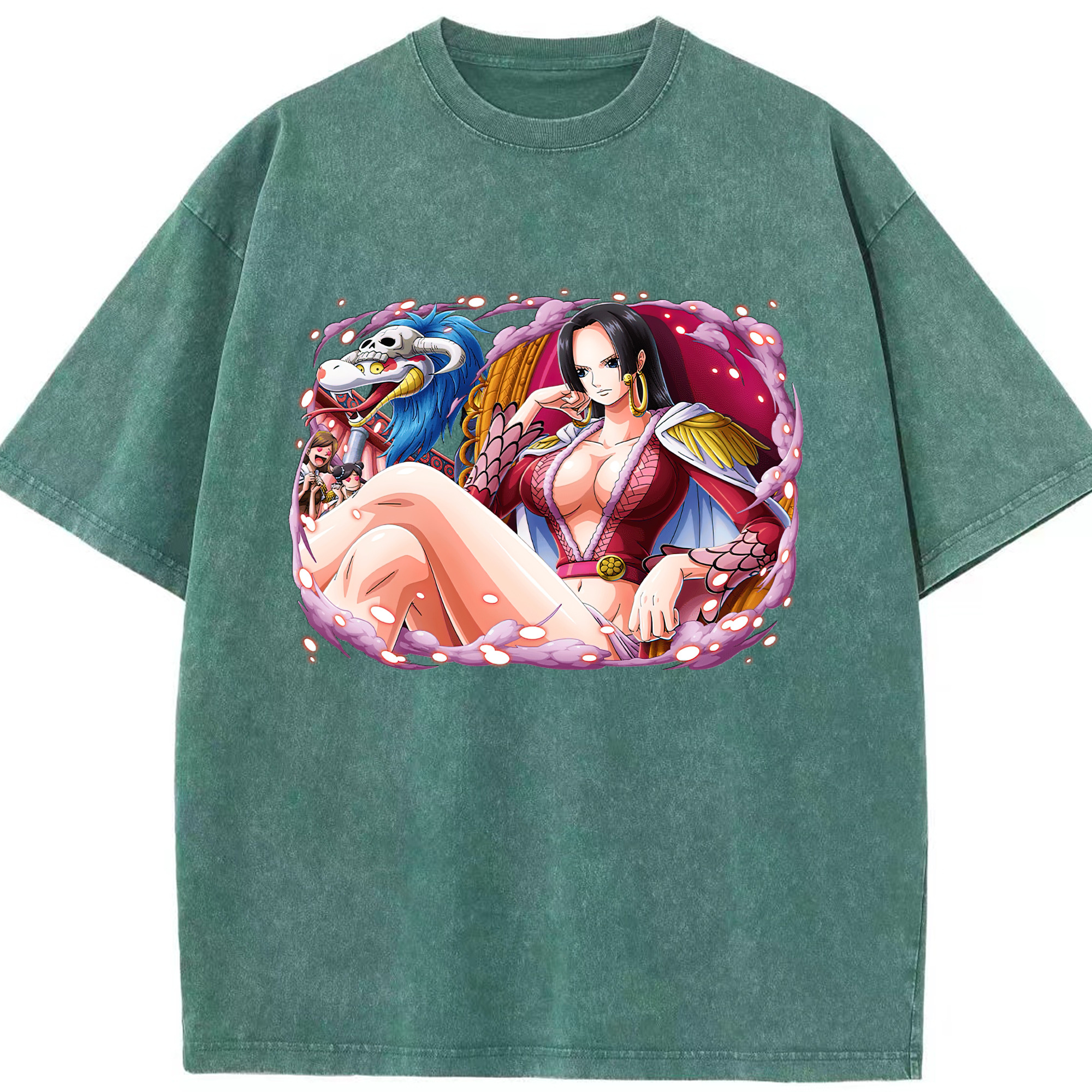 ワンピース ボア・ハンコック ONE PIECE Boa·Hancock 綿100% ヴィンテージ風 半袖Tシャツ（フロントプリント）